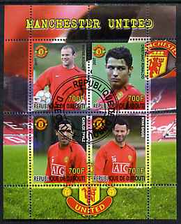 Djibouti 2007 Manchester United perf sheetlet containing 4 values fine cto used, stamps on , stamps on  stamps on sport, stamps on  stamps on footbal