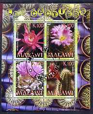 Malawi 2007 Cactii perf sheetlet containing 4 values fine cto used, stamps on , stamps on  stamps on plants, stamps on  stamps on flowers, stamps on  stamps on cacti, stamps on  stamps on cactus