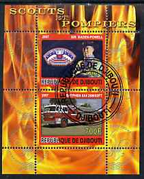 Djibouti 2007 Scouts & Fire Engines #3 perf s/sheet containing 2 values fine cto used , stamps on , stamps on  stamps on scouts, stamps on  stamps on fire