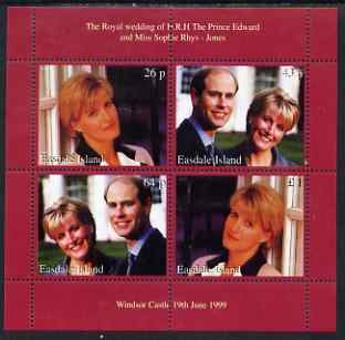 Easdale 1999 Royal Wedding (Edward & Sophie) perf sheetlet containing 4 values unmounted mint, stamps on , stamps on  stamps on royalty, stamps on  stamps on edward, stamps on  stamps on sophie