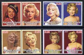 Easdale 2007 Marilyn Monroe perf set of 8 values (4 se-tenant pairs) unmounted mint, stamps on , stamps on  stamps on personalities, stamps on  stamps on women, stamps on  stamps on films, stamps on  stamps on cinema, stamps on  stamps on movies, stamps on  stamps on marilyn, stamps on  stamps on  monroe