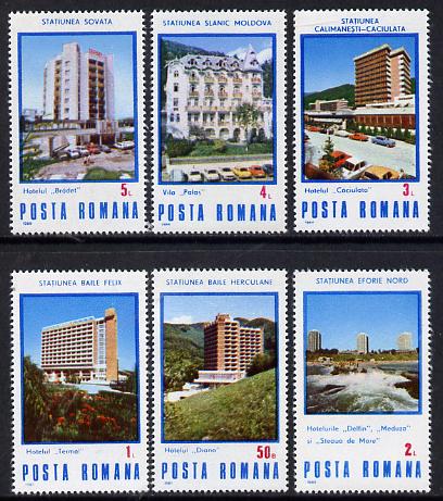 Rumania 1986 Spa Hotels set of 6 (SG 5031-6)*, stamps on buildings, stamps on tourism, stamps on hotels