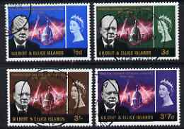 Gilbert & Ellice Islands 1966 Churchill Commem perf set of 4 fine cds used, SG106-9, stamps on churchill, stamps on personalities, stamps on london, stamps on cathedrals