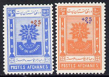 Afghanistan 1960 World Refugee Year surcharged set of 2 (perf) unmounted mint, SG 485-6*, stamps on , stamps on  stamps on trees, stamps on  stamps on refugees