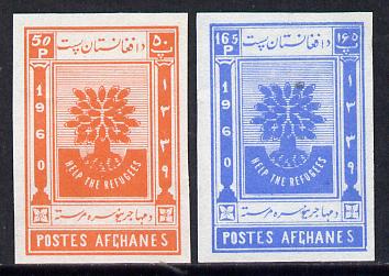 Afghanistan 1960 World Refugee Year set of 2 imperf unmounted mint, as SG 454-5*, stamps on trees, stamps on refugees