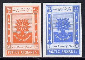 Afghanistan 1960 World Refugee Year set of 2 imperf unmounted mint, as SG 454-5*, stamps on , stamps on  stamps on trees, stamps on  stamps on refugees