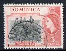 Dominica 1954-62 Bananas 5c (from def set) fine cds used SG146, stamps on fruit, stamps on bananas