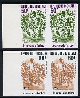 Togo 1979 Tree Day set of 2 in unmounted mint imperf pairs (as SG 1365-6)*, stamps on , stamps on  stamps on trees