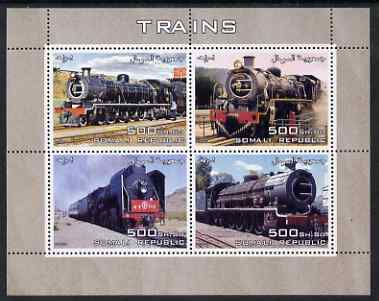 Somalia 2005 Steam Trains perf sheetlet containing 4 values unmounted mint, stamps on railways