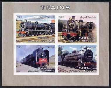 Somalia 2005 Steam Trains imperf sheetlet containing 4 values unmounted mint, stamps on railways