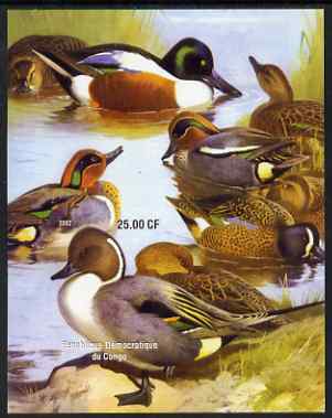 Congo 2002 Ducks #2 imperf m/sheet unmounted mint, stamps on birds, stamps on ducks
