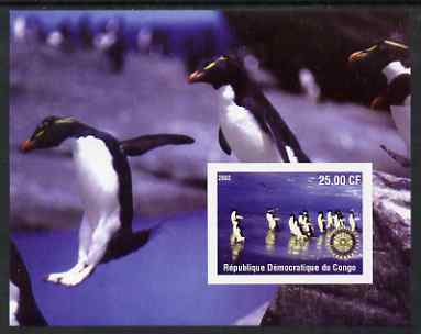 Congo 2002 Penguins #2 imperf m/sheet with Rotary Logo unmounted mint, stamps on , stamps on  stamps on birds, stamps on  stamps on penguins, stamps on  stamps on polar, stamps on  stamps on rotary