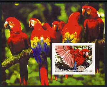 Congo 2002 Parrots #3 imperf m/sheet unmounted mint, stamps on birds, stamps on parrots