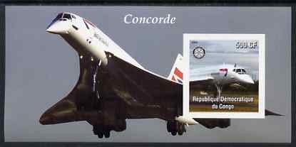 Congo 2004 Concorde #1 imperf souvenir sheet with Rotary Logo, unmounted mint, stamps on , stamps on  stamps on aviation, stamps on  stamps on concorde, stamps on  stamps on rotary