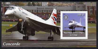 Congo 2004 Concorde #2 imperf souvenir sheet with Rotary Logo, unmounted mint, stamps on , stamps on  stamps on aviation, stamps on  stamps on concorde, stamps on  stamps on rotary