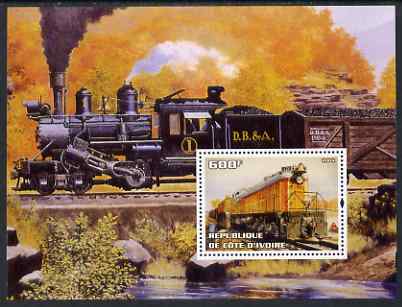 Ivory Coast 2004 Classic Locomotives #3 perf m/sheet unmounted mint, stamps on , stamps on  stamps on railways