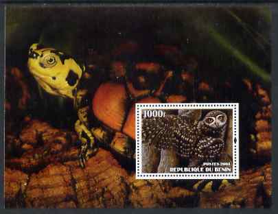 Benin 2004 Owls & Tortoises perf s/sheet #1 unmounted mint, stamps on , stamps on  stamps on birds, stamps on  stamps on birds of prey, stamps on  stamps on owls, stamps on  stamps on tortoises, stamps on  stamps on animals, stamps on  stamps on reptiles