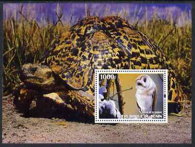 Benin 2004 Owls & Tortoises perf s/sheet #2 unmounted mint, stamps on , stamps on  stamps on birds, stamps on  stamps on birds of prey, stamps on  stamps on owls, stamps on  stamps on tortoises, stamps on  stamps on animals, stamps on  stamps on reptiles