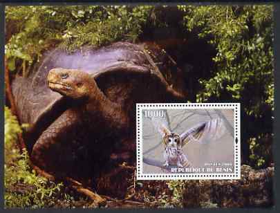 Benin 2004 Owls & Tortoises perf s/sheet #4 unmounted mint, stamps on , stamps on  stamps on birds, stamps on  stamps on birds of prey, stamps on  stamps on owls, stamps on  stamps on tortoises, stamps on  stamps on animals, stamps on  stamps on reptiles