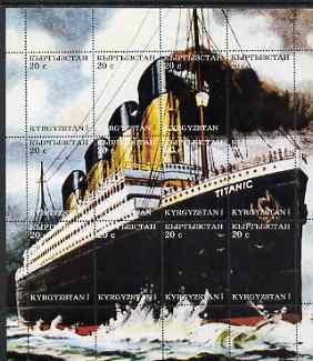 Kyrgyzstan 2000 Titanic perf composite sheetlet containing 12 values unmounted mint, stamps on ships, stamps on disasters