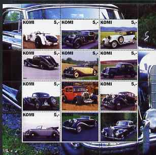 Komi Republic 2001 Old Cars #2 perf sheetlet containing set of 12 values unmounted mint, stamps on cars