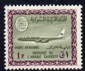 Saudi Arabia 1967-74 Boeing 720B Aircraft 1p (wmkd) unmounted mint SG 806, stamps on aviation, stamps on boeing
