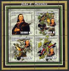 Mozambique 2002 John Audubon perf sheetlet containing 4 values unmounted mint Yv 2038-41, stamps on , stamps on  stamps on personalities, stamps on  stamps on birds