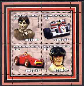 Mozambique 2002 Formula 1 perf sheetlet containing 4 values unmounted mint (Senna & Fangio) Yv 2072-75, stamps on , stamps on  stamps on personalities, stamps on  stamps on cars, stamps on  stamps on racing cas, stamps on  stamps on  f1 , stamps on  stamps on formula 1, stamps on  stamps on 