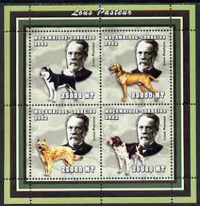 Mozambique 2002 Louis Pasteur perf sheetlet containing 4 values unmounted mint (with Dogs) Yv 2080-83, stamps on personalities, stamps on chemist, stamps on chemistry, stamps on medical, stamps on science, stamps on dogs