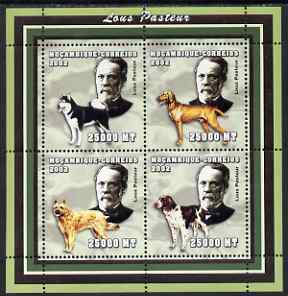 Mozambique 2002 Louis Pasteur perf sheetlet containing 4 values unmounted mint (with Dogs) Yv 2080-83, stamps on , stamps on  stamps on personalities, stamps on  stamps on chemist, stamps on  stamps on chemistry, stamps on  stamps on medical, stamps on  stamps on science, stamps on  stamps on dogs