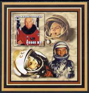 Mozambique 2002 John Glenn perf s/sheet containing 1 value unmounted mint (88,000 MT) Yv 123, stamps on personalities, stamps on space, stamps on masonics, stamps on masonry