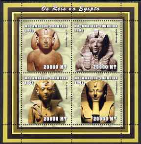 Mozambique 2002 Kings of Egypt #3 perf sheetlet containing 4 values unmounted mint (4 x 20,000 MT) Yv 2026-29, stamps on personalities, stamps on royalty, stamps on egyptology