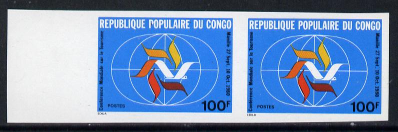 Congo 1980 Tourism Congress IMPERF plate proof marginal pair on ungummed paper, SG 768 , stamps on tourism