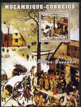 Mozambique 2001 Paintings by Pieter Brueghel perf s/sheet unmounted mint (50,000 MT) Mi 2152, Sc 1489, stamps on arts, stamps on brueghel