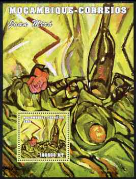 Mozambique 2001 Paintings by Joan Miro perf s/sheet unmounted mint (100,000 MT) Mi 2174, Sc 1508, stamps on arts, stamps on miro