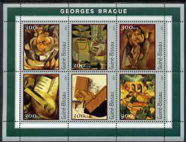 Guinea - Bissau 2001 Paintings by Georges Braque perf sheetlet containing 6 values unmounted mint Mi 1600-05, stamps on arts, stamps on braque