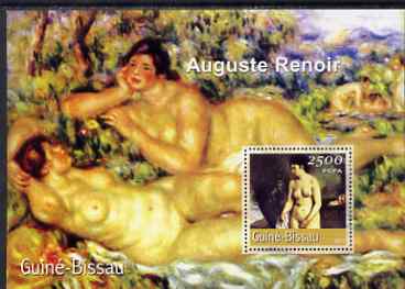 Guinea - Bissau 2001 Paintings by Auguste Renoir perf s/sheet containing 1 value (2,500 FCFA) unmounted mint Mi BL 339, stamps on , stamps on  stamps on arts, stamps on  stamps on renoir, stamps on  stamps on nudes