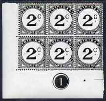 Trinidad & Tobago 1923 Postage Due 2c plate (1) block of 6, unmounted mint, few split perfs SG D26a, stamps on 