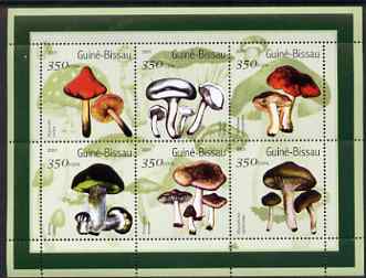 Guinea - Bissau 2001 Fungi perf sheetlet containing 6 values (350 FCFA) unmounted mint Mi 1378-83, stamps on , stamps on  stamps on fungi