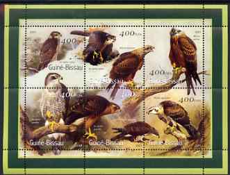 Guinea - Bissau 2001 Eagles perf sheetlet containing 6 values (400 FCFA) unmounted mint Mi 1437-42, stamps on , stamps on  stamps on birds, stamps on  stamps on birds of prey, stamps on  stamps on eagles