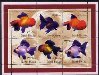 Guinea - Bissau 2001 Fish perf sheetlet containing 6 values (250 FCFA) unmounted mint Mi 1516-21, stamps on , stamps on  stamps on fish