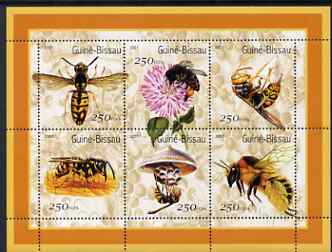 Guinea - Bissau 2001 Bees perf sheetlet containing 6 values (250 FCFA) unmounted mint Mi 1510-15, stamps on , stamps on  stamps on insects, stamps on  stamps on bees, stamps on  stamps on honey