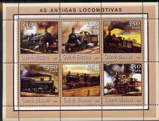 Guinea - Bissau 2001 Locomotives - Steam #2 perf sheetlet containing 6 values (350 FCFA) unmounted mint Mi 1725-30, stamps on , stamps on  stamps on railways