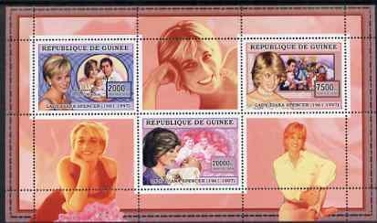 Guinea - Conakry 2006 Princess Diana perf sheetlet #1 containing 3 values unmounted mint Yv 2709-11, stamps on royalty, stamps on diana, stamps on charles, stamps on william, stamps on harry