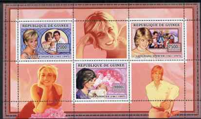 Guinea - Conakry 2006 Princess Diana perf sheetlet #1 containing 3 values unmounted mint Yv 2709-11, stamps on , stamps on  stamps on royalty, stamps on  stamps on diana, stamps on  stamps on charles, stamps on  stamps on william, stamps on  stamps on harry