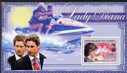 Guinea - Conakry 2006 Princess Diana perf s/sheet #03 containing 1 value (in Power Boat) unmounted mint Yv 345, stamps on , stamps on  stamps on royalty, stamps on  stamps on diana, stamps on  stamps on charles, stamps on  stamps on william, stamps on  stamps on harry, stamps on  stamps on 