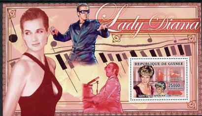 Guinea - Conakry 2006 Princess Diana perf s/sheet #05 containing 1 value (George Michael & Elton John) unmounted mint Yv 347, stamps on , stamps on  stamps on royalty, stamps on  stamps on diana, stamps on  stamps on charles, stamps on  stamps on william, stamps on  stamps on harry, stamps on  stamps on music, stamps on  stamps on pops