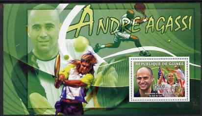 Guinea - Conakry 2006 Sporting Stars perf s/sheet #1 containing 1 value (Andre Agassi) unmounted mint Yv 334, stamps on , stamps on  stamps on personalities, stamps on  stamps on sport, stamps on  stamps on tennis, stamps on  stamps on 