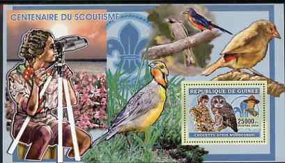 Guinea - Conakry 2006 Centenary of Scouting perf s/sheet #04 containing 1 value (Owls) unmounted mint Yv 340, stamps on , stamps on  stamps on scouts, stamps on  stamps on birds, stamps on  stamps on birds of prey, stamps on  stamps on owls