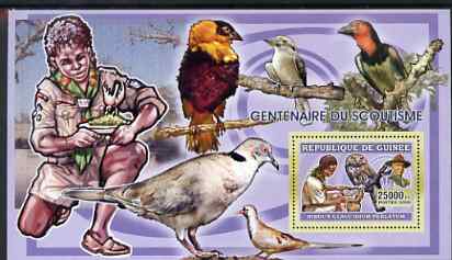 Guinea - Conakry 2006 Centenary of Scouting perf s/sheet #05 containing 1 value (Owls) unmounted mint Yv 341, stamps on , stamps on  stamps on scouts, stamps on  stamps on birds, stamps on  stamps on birds of prey, stamps on  stamps on owls